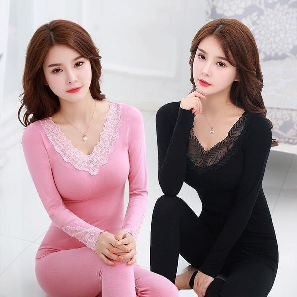 cotton thermal vneck lace lingerie underwear set for women autumn winter long sleeve warm body shaper pajama sleepwear y200425, Black;red
cotton thermal vneck lace lingerie underwear set for women autumn winter long sleeve warm body shaper pajama sleepwear y200425, Black;red