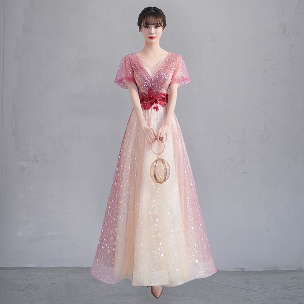 women long party dresses sequined evening dress bright deep v-neck short sleeve summer clothing chinese style elegant vestidos, White;black
women long party dresses sequined evening dress bright deep v-neck short sleeve summer clothing chinese style elegant vestidos, White;black