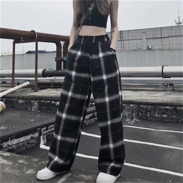 women loose bf pants polyester casual flat high straight leg jogger punk trousers drop pockets sweatpants clothes gothic 201228, Black;white
women loose bf pants polyester casual flat high straight leg jogger punk trousers drop pockets sweatpants clothes gothic 201228, Black;white