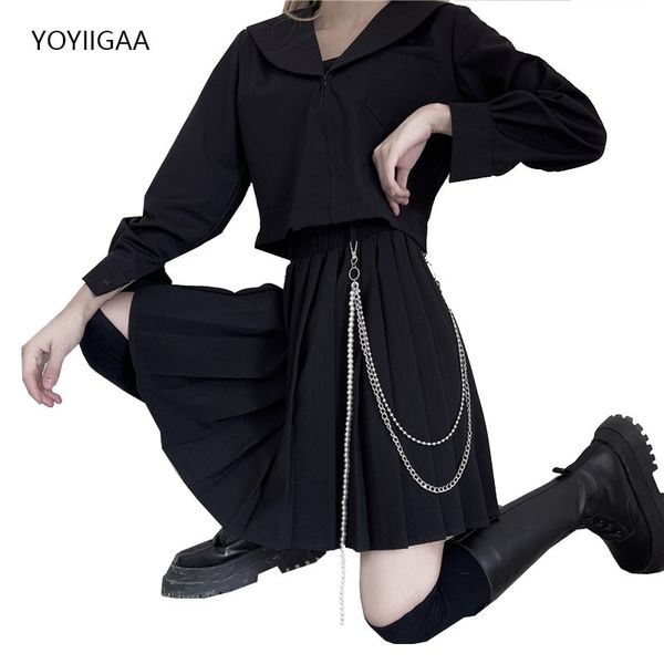 black gothic women pleated skirts high waist aline woman skirt summer harajuku female mini skirts preppy style lady short skirt 220620
black gothic women pleated skirts high waist aline woman skirt summer harajuku female mini skirts preppy style lady short skirt 220620