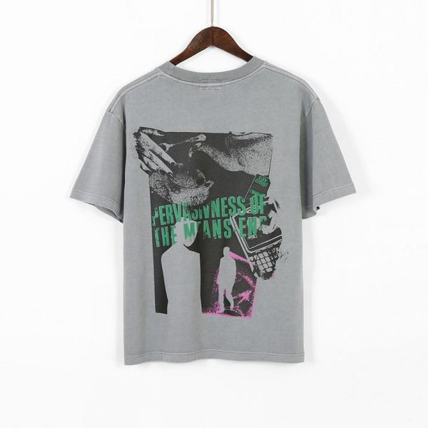 22ss print cotton t shirt men women vintage clothes summer, White;black 
22ss print cotton t shirt men women vintage clothes summer, White;black