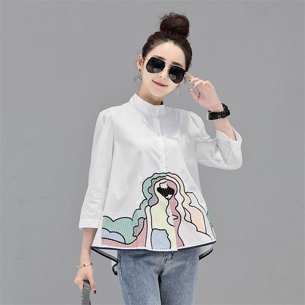 2019 summer new women blouse and white shirts embroidery loose half sleeved lady elegant outwear coat t200321
2019 summer new women blouse and white shirts embroidery loose half sleeved lady elegant outwear coat t200321