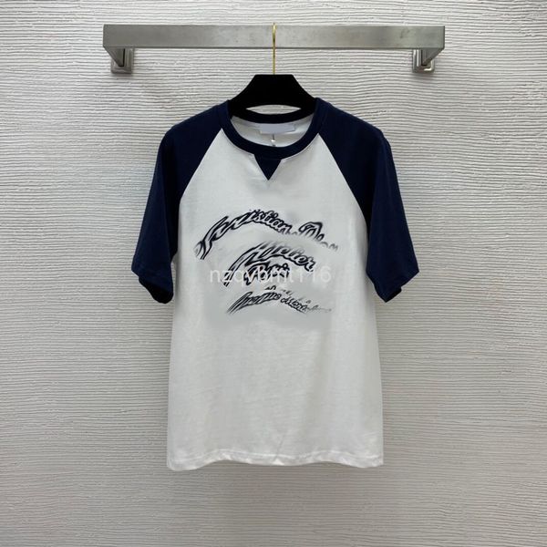 women's t-shirt 22 style young girls fashion color blocking design paste cloth embroidered letter round neck short sleeve top, White
women's t-shirt 22 style young girls fashion color blocking design paste cloth embroidered letter round neck short sleeve top, White