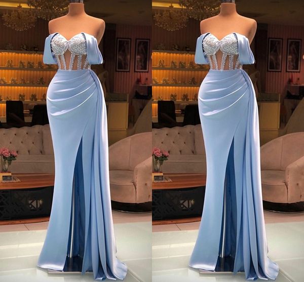 baby blue silk satin mermaid evening prom dresses 2022 pleats beading off the shoulder split formal party gowns robes de soiree vestidos de, Black
baby blue silk satin mermaid evening prom dresses 2022 pleats beading off the shoulder split formal party gowns robes de soiree vestidos de, Black