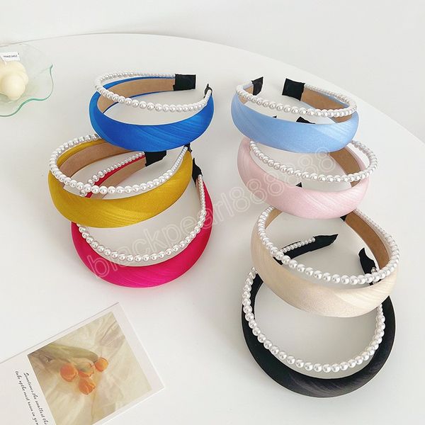 fashion women's hair hoop fresh solid color sponge headband personality double pearl hairband femme hair accessories, Silver
fashion women's hair hoop fresh solid color sponge headband personality double pearl hairband femme hair accessories, Silver