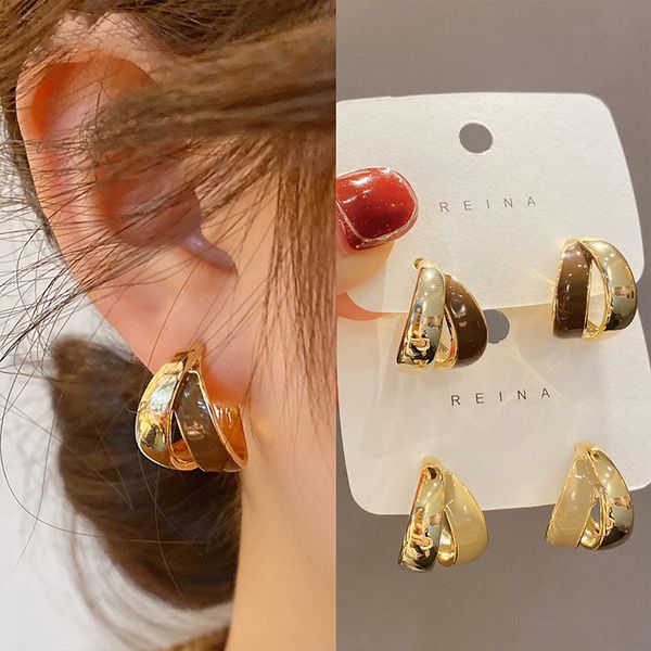 silver needle drop oil c- shaped double-layer earrings korean fashion ear studs personality trendy simple metal cold style earrings, Golden
silver needle drop oil c- shaped double-layer earrings korean fashion ear studs personality trendy simple metal cold style earrings, Golden