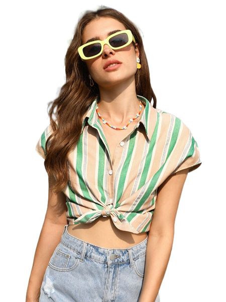 striped button up blouse i0w5#, White
striped button up blouse i0w5#, White