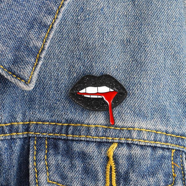black shiny lips brooch biting tongue out red blood personality badge denim shirt fashion accessories funny romantic jewelry, Blue
black shiny lips brooch biting tongue out red blood personality badge denim shirt fashion accessories funny romantic jewelry, Blue