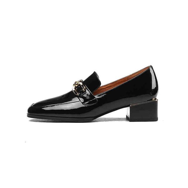 dress shoes spring and summer women's shoes square head thick heel middle metal cow lacquer leather lefu casual single 6c4q, Black
dress shoes spring and summer women's shoes square head thick heel middle metal cow lacquer leather lefu casual single 6c4q, Black