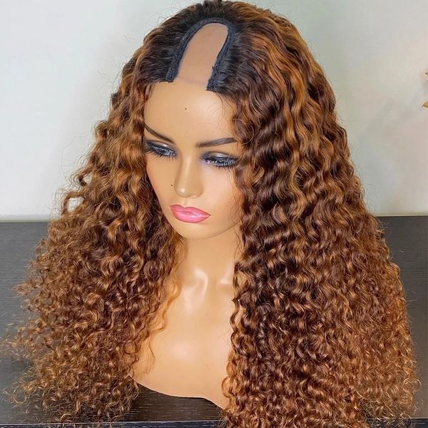 glueless highlight blonde wig virgin unprocessed 250density bouncy curl u part wigs natural 100% human hair v shape full machine wig, Black
glueless highlight blonde wig virgin unprocessed 250density bouncy curl u part wigs natural 100% human hair v shape full machine wig, Black