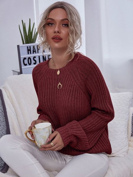 ribbed long raglan sleeve sweater b74x#, White;black