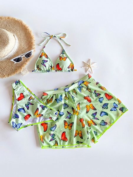 butterfly print halter triangle bikini swimsuit with beach shorts j9jl#, White;black
butterfly print halter triangle bikini swimsuit with beach shorts j9jl#, White;black
