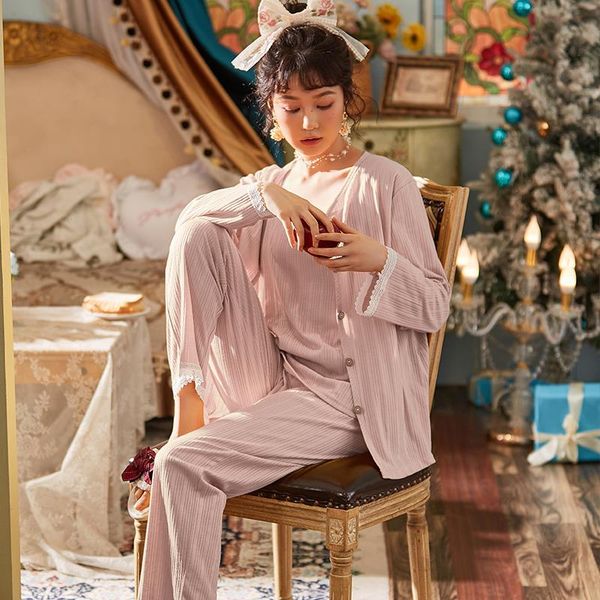 autumn knitted cotton women 3 womens sleepwear pieces set pajamas 6 color woman loose soft 5xl female homewear, Black;red
autumn knitted cotton women 3 womens sleepwear pieces set pajamas 6 color woman loose soft 5xl female homewear, Black;red
