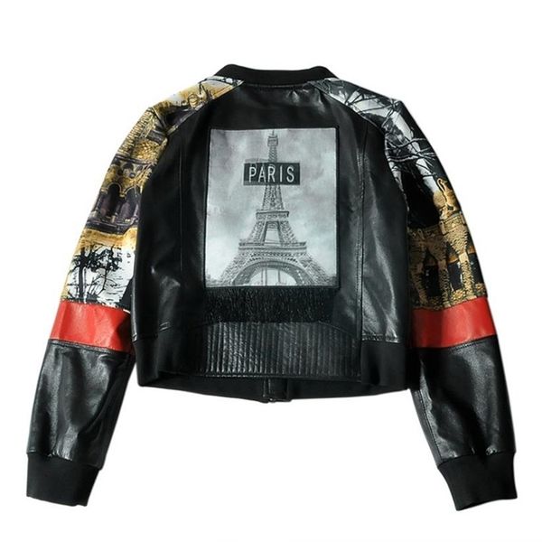 genuine leather jackets female sheepskin patchwork printed baseball uniform round neck casual short leather jacket coat f1434 210908, Black
genuine leather jackets female sheepskin patchwork printed baseball uniform round neck casual short leather jacket coat f1434 210908, Black