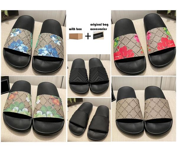 with box men women fashion slippers luxury slides summer flat slipper trendy leather rubber sandal mens beach slide size 35-45, Black
with box men women fashion slippers luxury slides summer flat slipper trendy leather rubber sandal mens beach slide size 35-45, Black