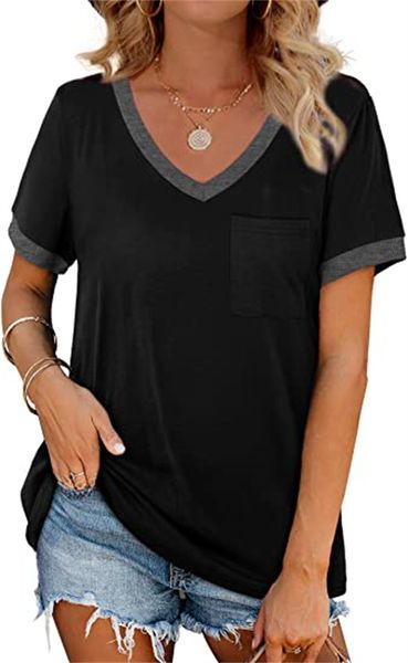 women's & tees t-shirts short sleeves v-neck loose casual summer with pockets, White
women's & tees t-shirts short sleeves v-neck loose casual summer with pockets, White