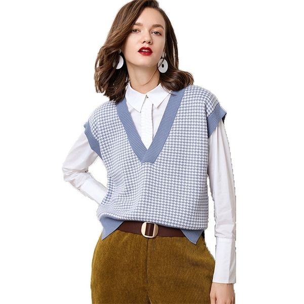 women cashmere sweater autumn sleeveless pattern fashion loose autumn winter knitted big v-neck women female sweater vest casual 201202, White;black
women cashmere sweater autumn sleeveless pattern fashion loose autumn winter knitted big v-neck women female sweater vest casual 201202, White;black