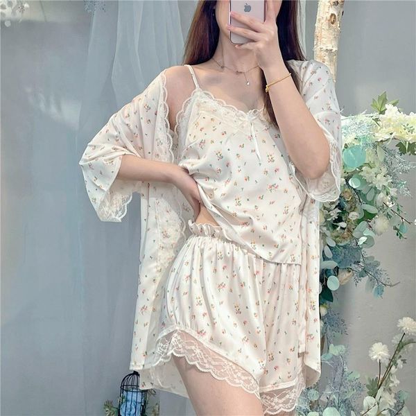 3 pcs suit pajamas sleepwears womens summer thin ice silk satin nightgown suspender shorts lace sleepwear, Black;red
3 pcs suit pajamas sleepwears womens summer thin ice silk satin nightgown suspender shorts lace sleepwear, Black;red