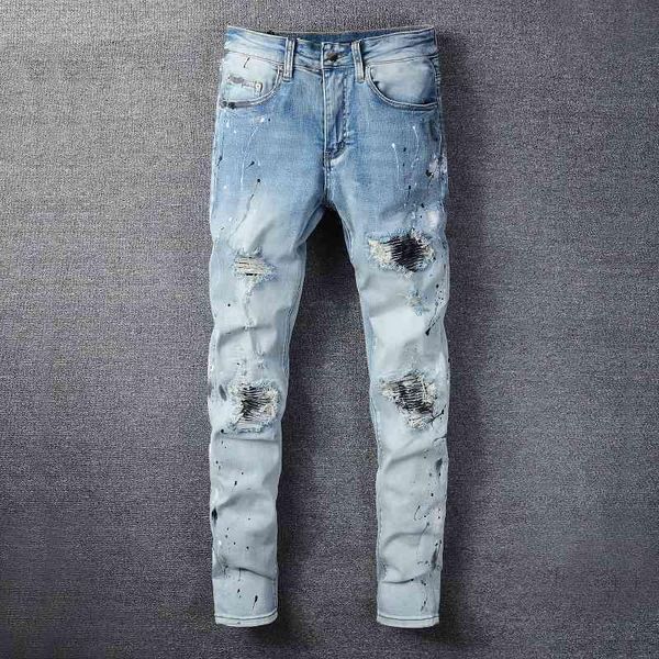 amirs mens jeans designer high street fashion brand amirs jeans new light color ink splashing wash holes men's patch elastic slim feet, Blue
amirs mens jeans designer high street fashion brand amirs jeans new light color ink splashing wash holes men's patch elastic slim feet, Blue