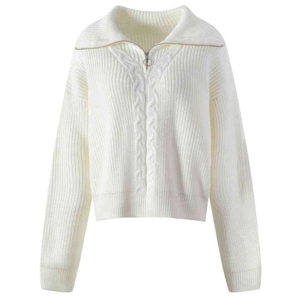 women's knits tees autumn and winter women's sweater lapel pullover fashion bottomed solid color zipper french style tvcx, White
women's knits tees autumn and winter women's sweater lapel pullover fashion bottomed solid color zipper french style tvcx, White