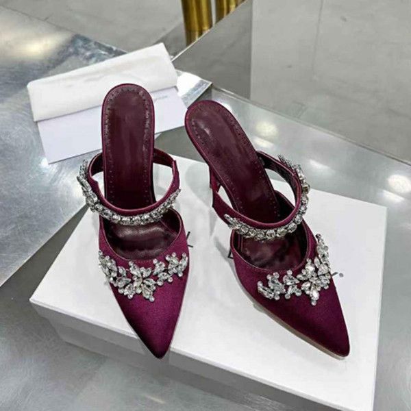 amina muaddi heel 22ss high satin heels sandals for ladies diamond leaves decor silk chic mules women slides pointed toe designer luxury bra, Black
amina muaddi heel 22ss high satin heels sandals for ladies diamond leaves decor silk chic mules women slides pointed toe designer luxury bra, Black