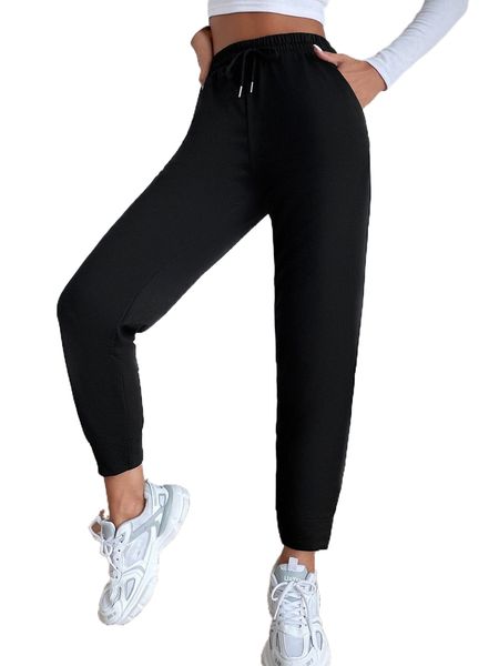 solid drawstring waist sweatpants q1dv#, Black;white
solid drawstring waist sweatpants q1dv#, Black;white
