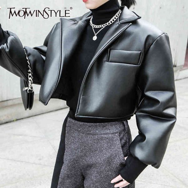 pu leather short thick jacket for women lapel long sleeve black jackets female fashion spring clothing 210423, Black;brown
pu leather short thick jacket for women lapel long sleeve black jackets female fashion spring clothing 210423, Black;brown