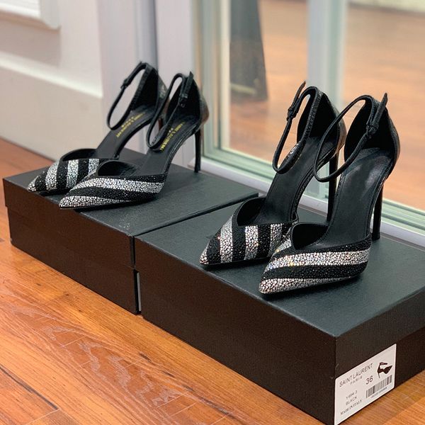 rhinestone dress shoes for womens fashion striped color matching stiletto heel sandals 7.5cm/10cm high heeled genuine leather pumps top, Black
rhinestone dress shoes for womens fashion striped color matching stiletto heel sandals 7.5cm/10cm high heeled genuine leather pumps top, Black