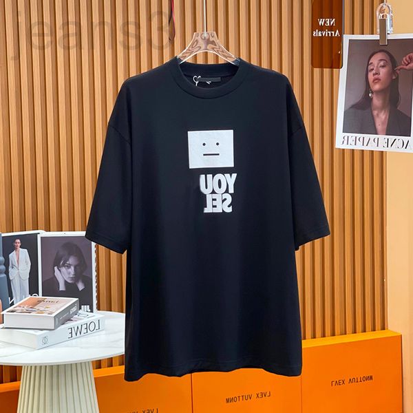 women's t-shirt designer ce home correct 2022 early spring new square smiling face letter printing round neck men's and women', White
women's t-shirt designer ce home correct 2022 early spring new square smiling face letter printing round neck men's and women', White