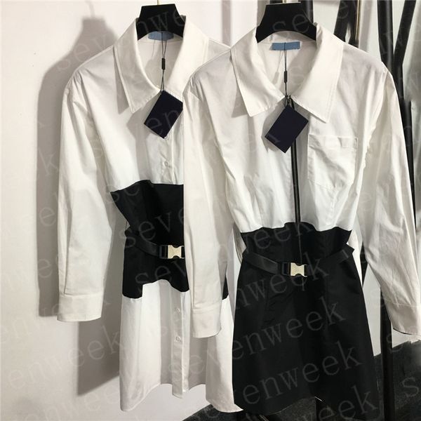 letter badge womens shirts dresses with belt fashion designer white skirts long sleeve casual dress clothes, Black;gray
letter badge womens shirts dresses with belt fashion designer white skirts long sleeve casual dress clothes, Black;gray