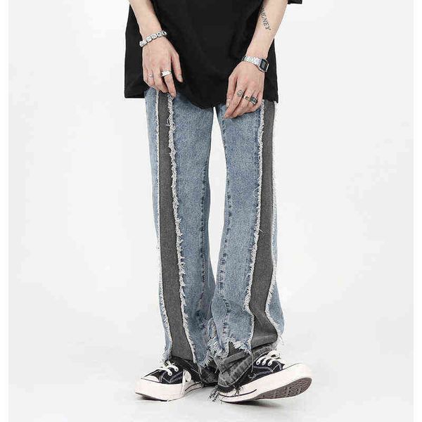 tassel retro ripped washed color match jeans for men and women straight harajuku spliced loose oversized denim trousers t220803, Blue
tassel retro ripped washed color match jeans for men and women straight harajuku spliced loose oversized denim trousers t220803, Blue