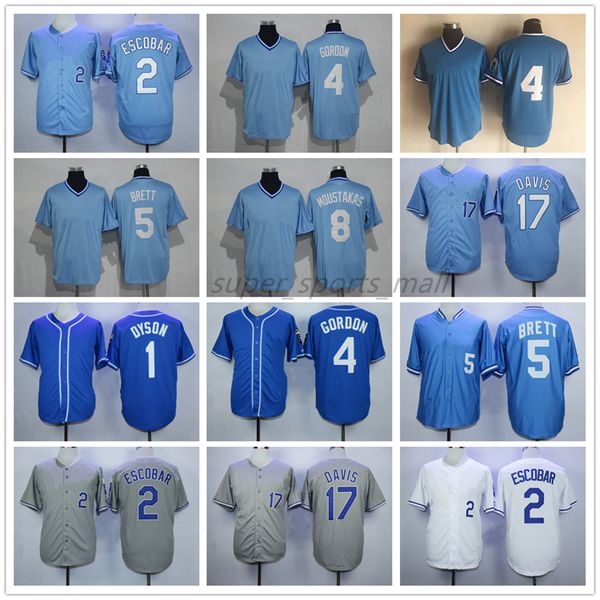vintage college baseball wears jersey 5 george brett 1985 8 mike moustakas 1 jarrod dyson 2 alcides escobar 4 alex gordon 17 wade davis men, Black
vintage college baseball wears jersey 5 george brett 1985 8 mike moustakas 1 jarrod dyson 2 alcides escobar 4 alex gordon 17 wade davis men, Black
