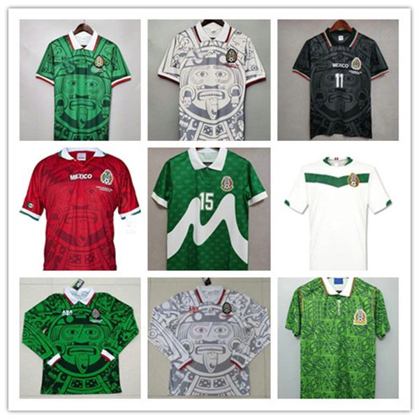 2022 retro edition mexico soccer jersey long sleeve vintage 2006 1995 1986 1994 world cup shirt blanco hernandez classic football uniforms c, Black;yellow
2022 retro edition mexico soccer jersey long sleeve vintage 2006 1995 1986 1994 world cup shirt blanco hernandez classic football uniforms c, Black;yellow