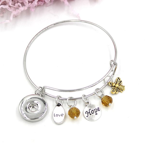 wholesale new arrival expandable wire bangle hope charm bumble bee bracelets for women gifts 18mm snap bracelet jewelry pulsera, Golden;silver
wholesale new arrival expandable wire bangle hope charm bumble bee bracelets for women gifts 18mm snap bracelet jewelry pulsera, Golden;silver