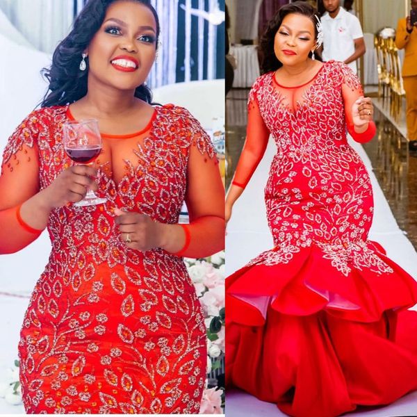 2022 plus size arabic aso ebi red luxurious mermaid prom dresses sheer neck evening formal party second reception birthday engagement gowns, Black
2022 plus size arabic aso ebi red luxurious mermaid prom dresses sheer neck evening formal party second reception birthday engagement gowns, Black