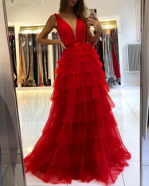 a-line sheer deep v neck prom dresses tiered tulle vestidos formal evening gowns long abendkleider custom, Black
a-line sheer deep v neck prom dresses tiered tulle vestidos formal evening gowns long abendkleider custom, Black