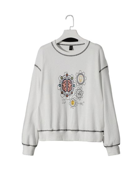 x mikaeldesign gear print stitch detail pullover c4q4#, Black
x mikaeldesign gear print stitch detail pullover c4q4#, Black