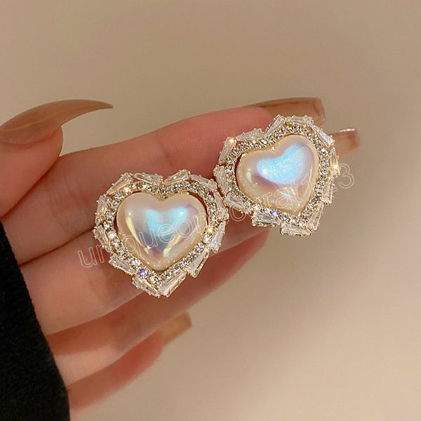 s925 needle heart earring for women gifts elegant temperament crystal pearl stud earrings, Golden;silver
s925 needle heart earring for women gifts elegant temperament crystal pearl stud earrings, Golden;silver