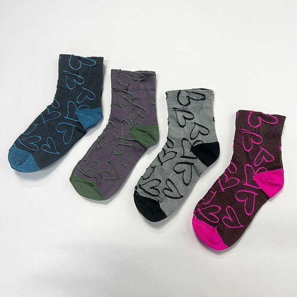 new spring and summer 22ss love metal bright silk sweet cool girl middle tube socks ins tide socks, Black