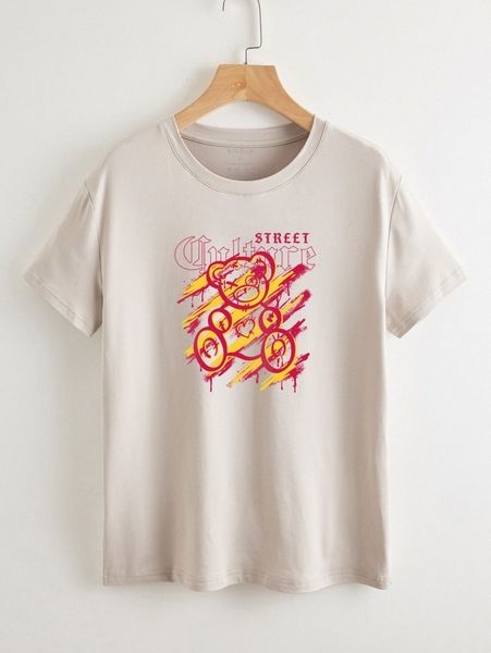 letter & bear print tee u7iv#, White
letter & bear print tee u7iv#, White