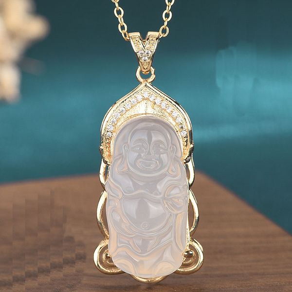 new chinese style necklaces jewelry copper natural chalcedony maitreya buddha pendant necklace ancient method clavicle chain women jewelry c, Silver
new chinese style necklaces jewelry copper natural chalcedony maitreya buddha pendant necklace ancient method clavicle chain women jewelry c, Silver