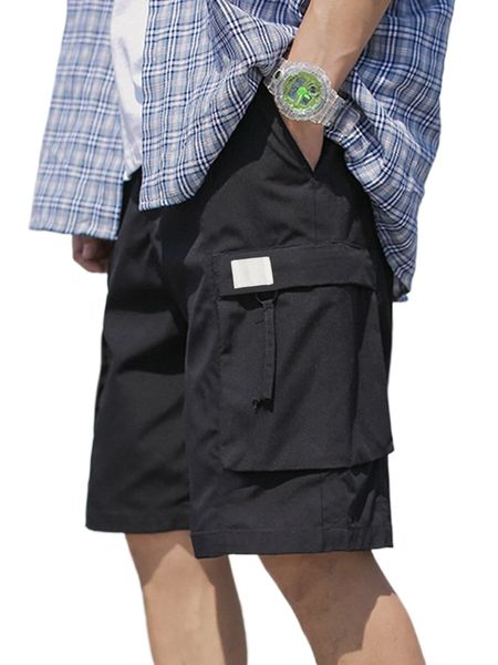 men patch detail flap pocket cargo shorts w9te#, White;black
men patch detail flap pocket cargo shorts w9te#, White;black