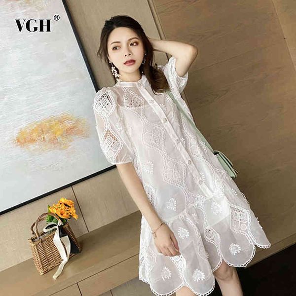 puff short sleeve womens dress o neck high waist slimming patchwork lace loose for female dresses fashion 210507, Black;gray 
puff short sleeve womens dress o neck high waist slimming patchwork lace loose for female dresses fashion 210507, Black;gray