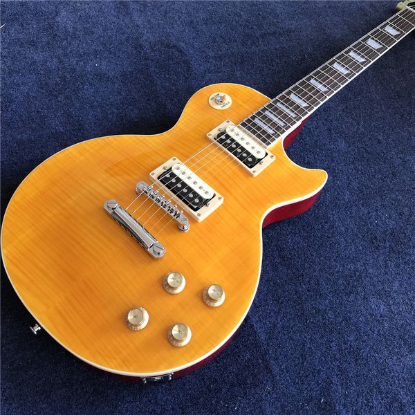 new arrival custom yellow electric guitar with red back, rosewood fingerboard , chrome hardware
new arrival custom yellow electric guitar with red back, rosewood fingerboard , chrome hardware
