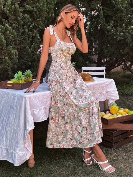 floral print tie shoulder shirred back ruffle hem cami dress d3jp#, Black;gray
floral print tie shoulder shirred back ruffle hem cami dress d3jp#, Black;gray