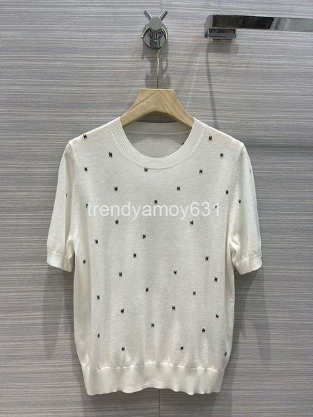 women's knits & tees letter jacquard t-shirt casual and versatile round neck short sleeve with single thin spring summer women's t, White
women's knits & tees letter jacquard t-shirt casual and versatile round neck short sleeve with single thin spring summer women's t, White