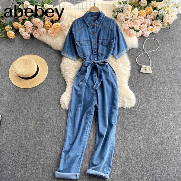 women design denim jumpsuit elegant turn-down collar short sleeve rompers autumn korean fashion wide leg long rompers 210715, Black;white
women design denim jumpsuit elegant turn-down collar short sleeve rompers autumn korean fashion wide leg long rompers 210715, Black;white