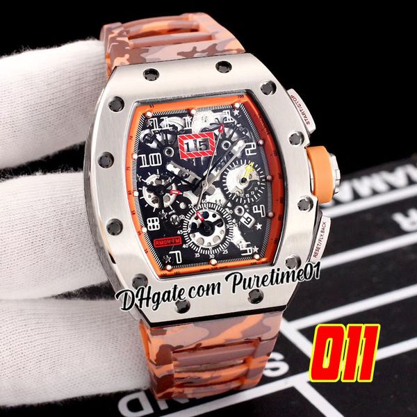 2022 a21j automatic mens watch steel case big date skeleton dial orange gray camouflage rubber strap super edition 5 styles puretime01 e139-, Slivery;brown
2022 a21j automatic mens watch steel case big date skeleton dial orange gray camouflage rubber strap super edition 5 styles puretime01 e139-, Slivery;brown