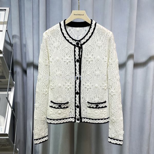 women's knits & tees classic fashion sweater coat women's early spring high-quality contrast color hook cut cashmere knitted cardi, White
women's knits & tees classic fashion sweater coat women's early spring high-quality contrast color hook cut cashmere knitted cardi, White