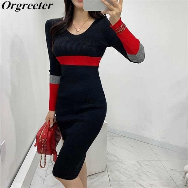 new fall winter sweater dress women fashion v neck full sleeve color patchwork sheath knitted dress vestidos female 210325, Black;gray
new fall winter sweater dress women fashion v neck full sleeve color patchwork sheath knitted dress vestidos female 210325, Black;gray